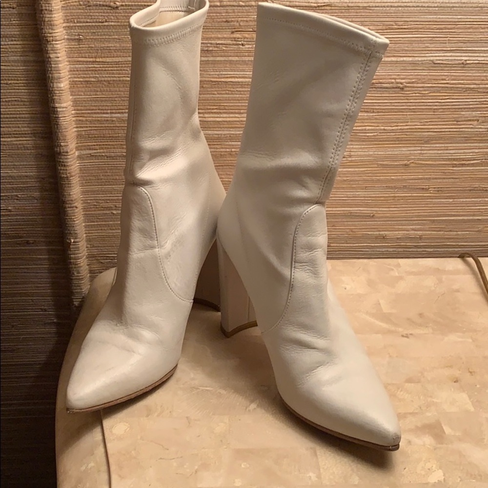 White leather Stuart Weitzman boots